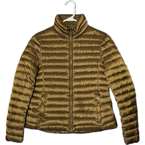 ZARA Woman Copper Puffer Down Jacket Zip Metallic Shiny Size S - Picture 1 of 3
